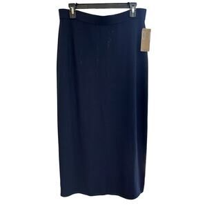 St John Basics By Marie Gray NWT Knit Black Long Skirt Sz 12 Pull On Back Slit